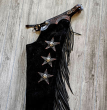 Adult XS XSmall Top Grain Star Concho Chaps Black
