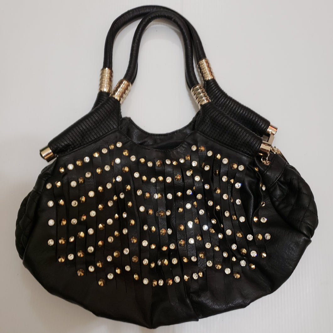 Black Faux leather Handbag Blinged