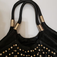Black Faux leather Handbag Blinged