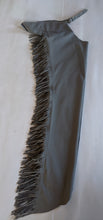 Steel Grey Ultrasuede Long Chaps with a stretch panel.