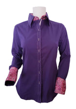 WOMENS CONTRAST CUFF & COLLAR BUCKSTICH SHOW SHIRT XS-4X
