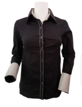 WOMENS CONTRAST CUFF & COLLAR BUCKSTICH SHOW SHIRT XS-4X