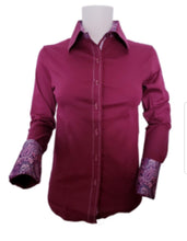 WOMENS CONTRAST CUFF & COLLAR BUCKSTICH SHOW SHIRT XS-4X