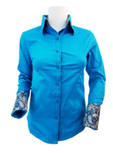 WOMENS CONTRAST CUFF & COLLAR BUCKSTICH SHOW SHIRT XS-4X