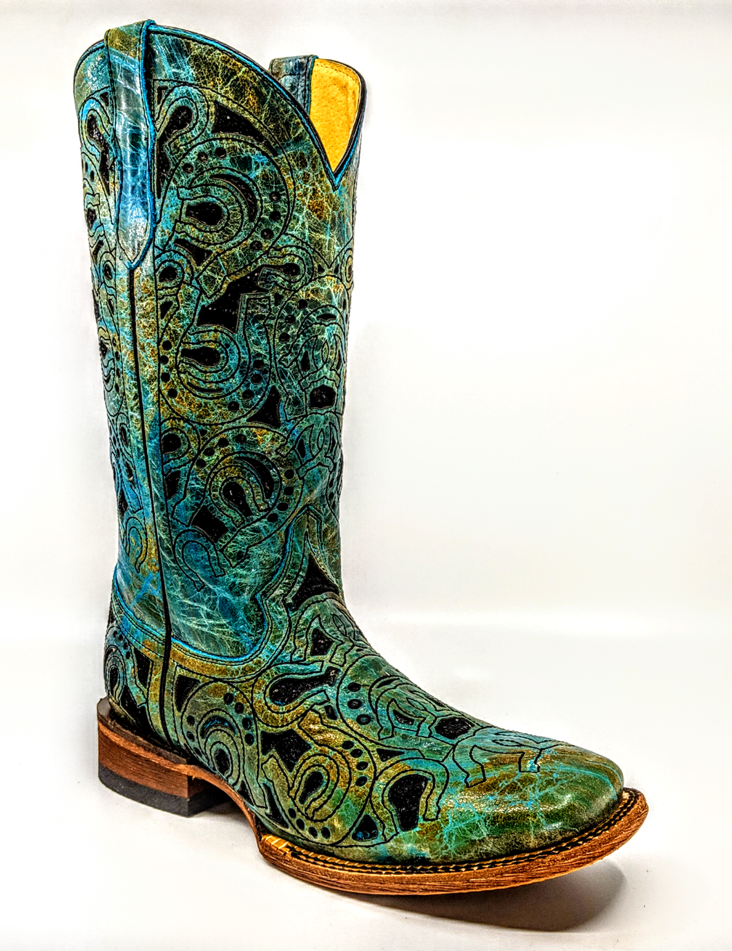Ferrini Ladies Horseshoe Turquoise square toe