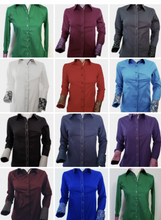 WOMENS CONTRAST CUFF & COLLAR BUCKSTICH SHOW SHIRT XS-4X