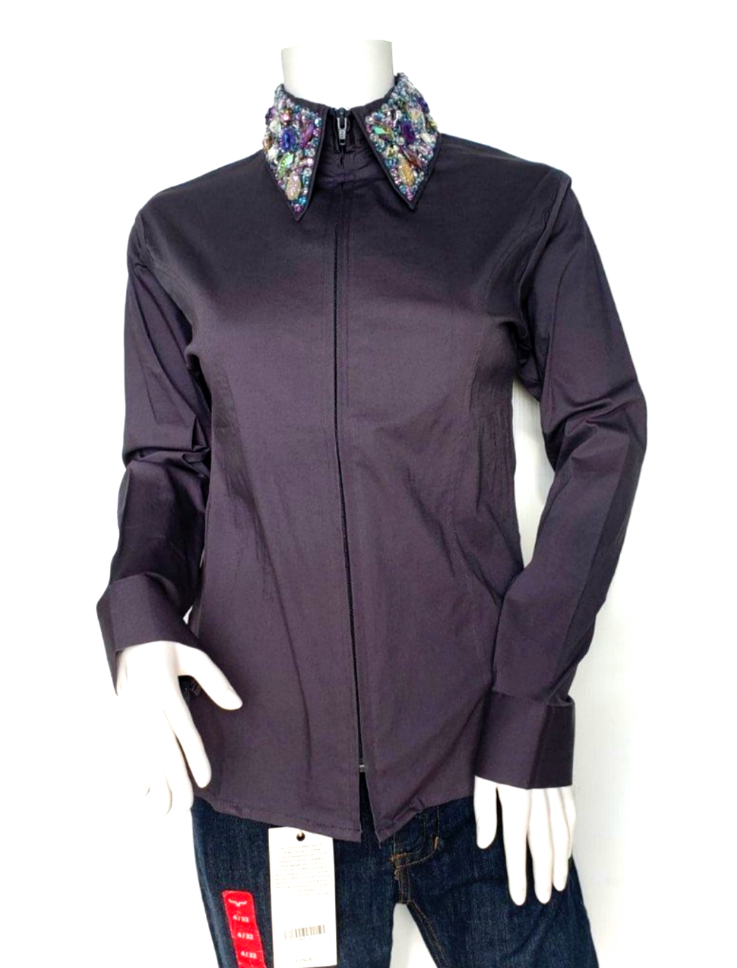 Clearance!! $69 Show Shirts Bling Collar Steel Grey