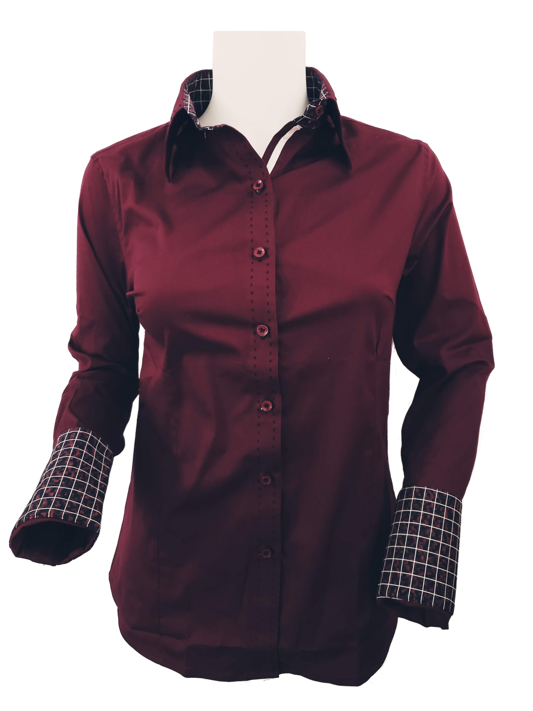 $29 SALE BURGUNDY CONTRAST SHIRT