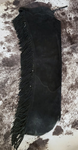 Black Suede Adult Medium Long Chaps