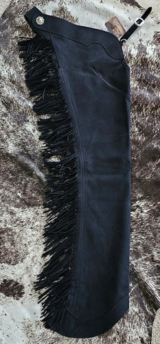 Adult Small Long Black Ultrasuede Chaps