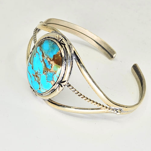 Sterling Cuff Large Turquoise Stone