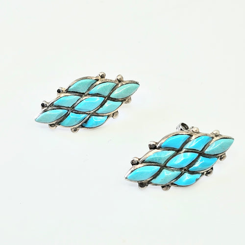 Sterling Earrings Inlaid Turquoise
