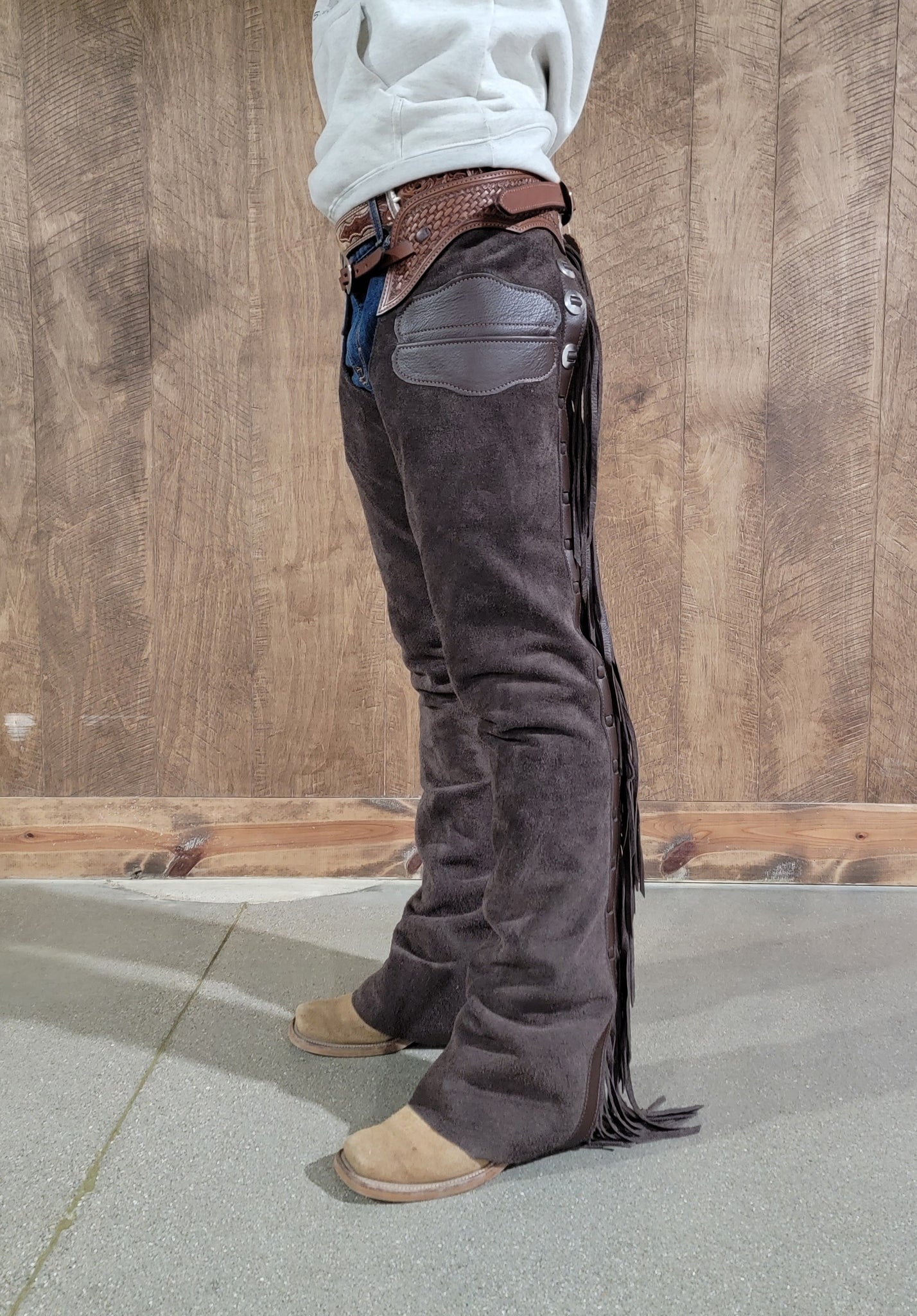 K Bar J Roughout Long Chocolate Cowhorse Ranch Riding Chaps $699 to $6 ...