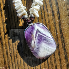 Navajo Shell Necklace Grape Purple and White Stone