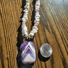 Navajo Shell Necklace Grape Purple and White Stone