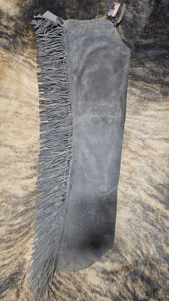 Grey Ranch Riding Chaps R Adult Small Grey Suede Chaps – Rock & Rail Western Wear