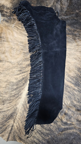 R Adult Large Black Suede Chaps