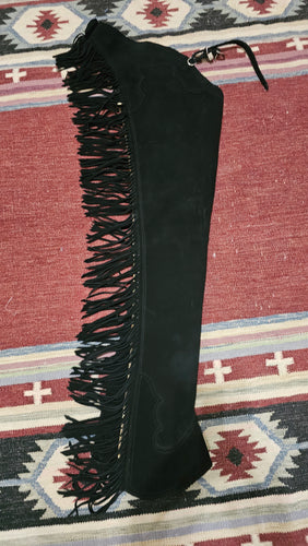 R The Wire Horse Black Suede Youth Medium Large Long Chaps
