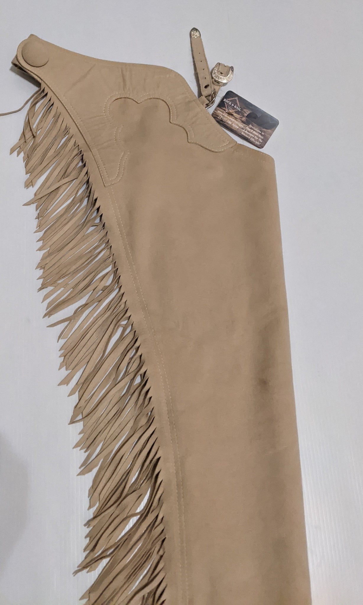 R Youth Medium Long Hobby Horse Sand Ultrasuede Chaps – Rock & Rail ...