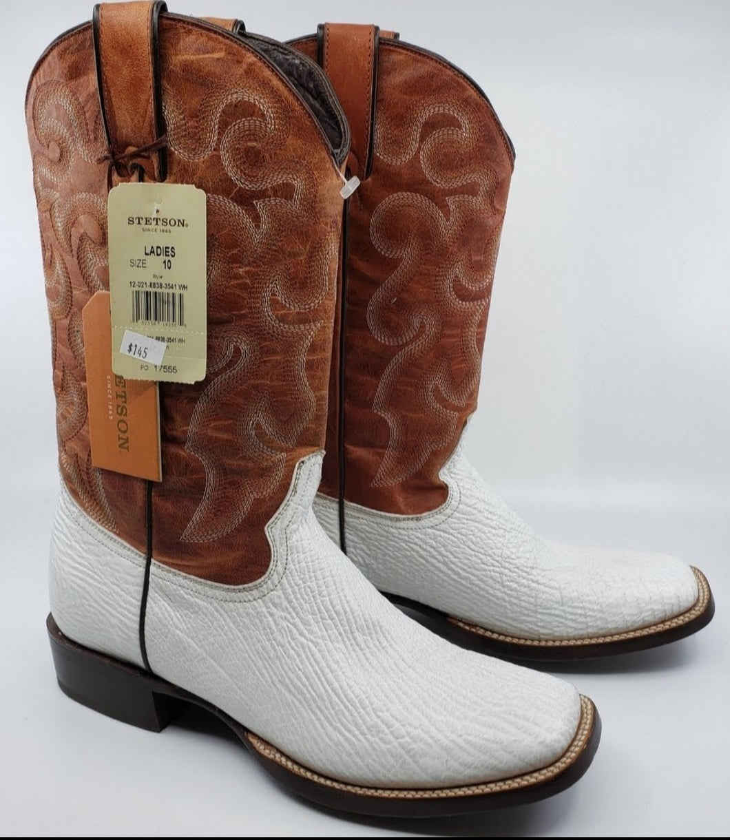 R Stetson White Boots size 10 new