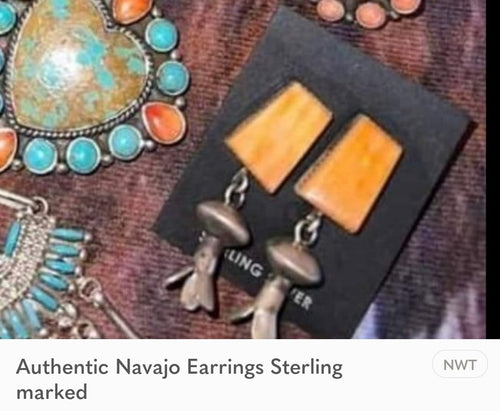Earrings Authentic Navajo Squash Blossom Sterling