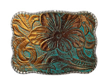 Wallet Buckle Embossed Leather Turquoise