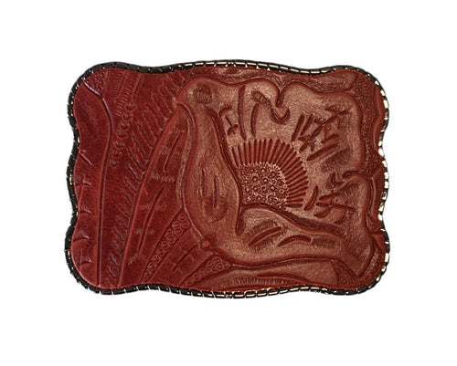 Wallet Buckle Red Embossed Leather