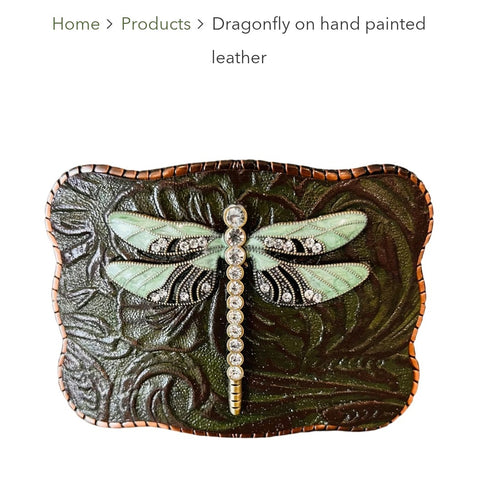 Wallet Buckle Dragonfly on Hand-Painted Leather