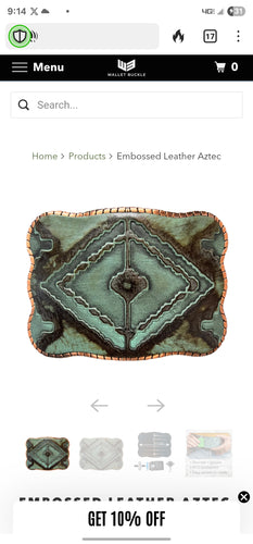Wallet Buckle Embossed Leather Aztec