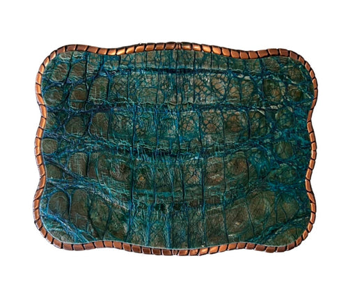 Wallet Buckle Rustic Teal Caiman Alligator