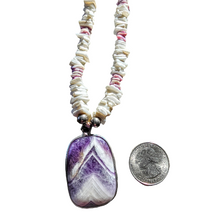 Navajo Shell Necklace Grape Purple and White Stone
