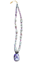 Navajo Shell Necklace Grape Purple and White Stone