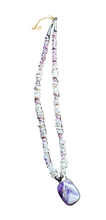 Navajo Shell Necklace Grape Purple and White Stone
