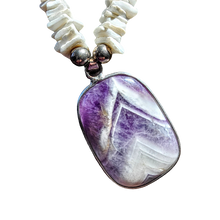 Navajo Shell Necklace Grape Purple and White Stone