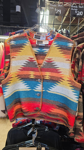 Rhonda Stark Wool Blend Navajo Style Vest Sunny Daze