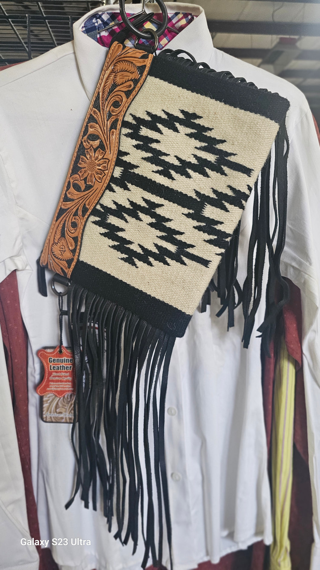 American Darling Navajo Print Handbag Conceal Carry Saddle Blanket Black Fringed