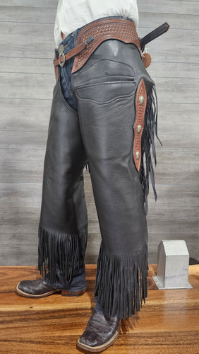 K Bar J Chinks in Black w/Chocolate Yoke and Trim