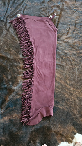 R Adult Large Long Burgundy Ultrasuede Chaps