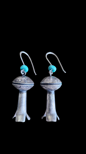 Large Squash Blossom Earrings Sterling Hallmarked