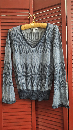 White House/Black Market Navy Silver Embellished Sweater lightweight XXS