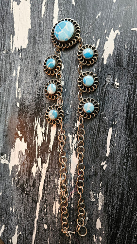 Squash Blossom Type Sterling Turquoise Necklace 20