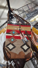 American Darling Western Leather Crossbody Bag with Fringe & Handwoven Saddle Blanket
