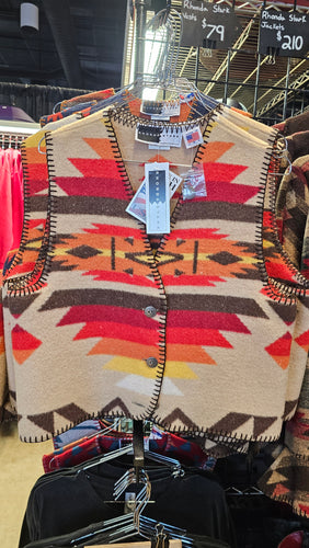 Rhonda Stark Wool Blend Navajo Style Vest Desert Sunset