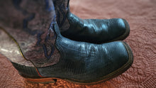 Logan Navy Lizard Boots size 7B added sole protector