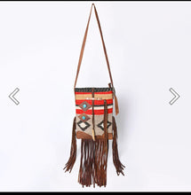 American Darling Western Leather Crossbody Bag with Fringe & Handwoven Saddle Blanket