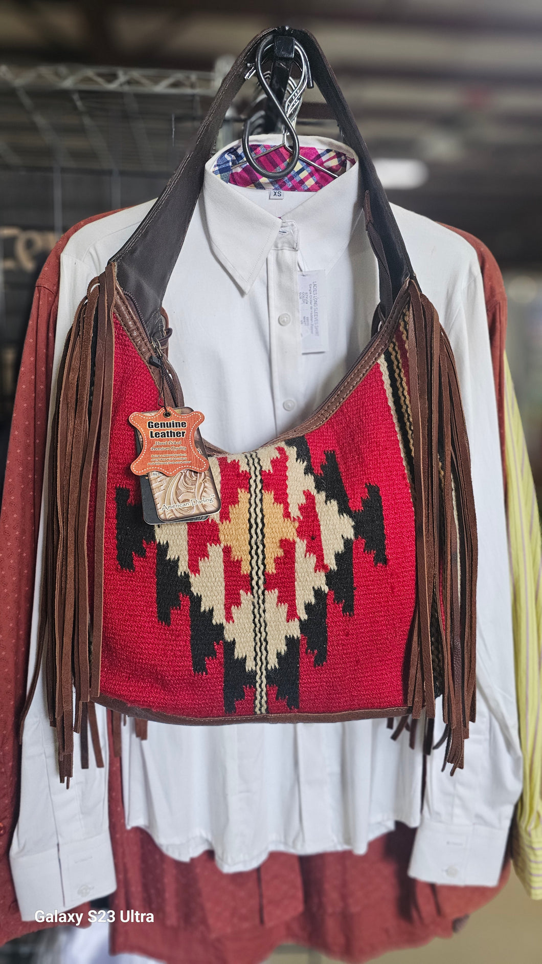 American Darling Navajo Print Handbag Red Saddle Blanket