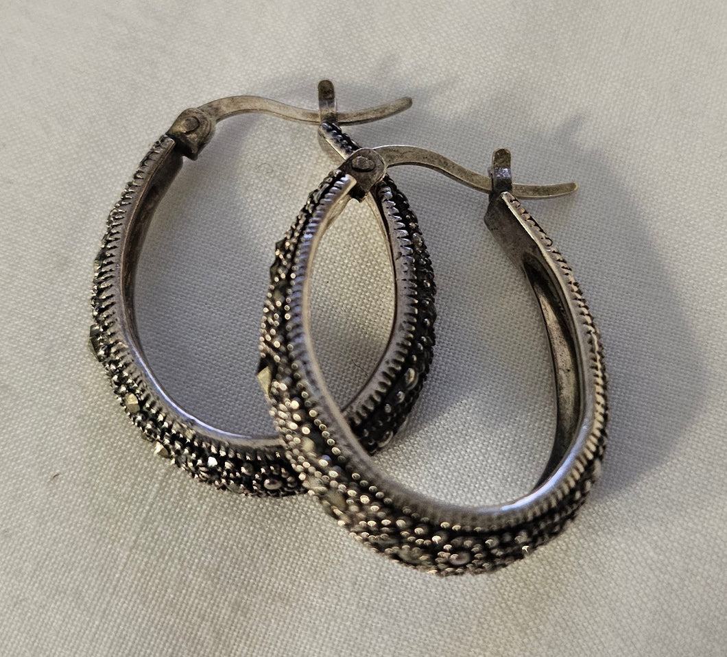 Sterling Hoop Earrings 1  1/4