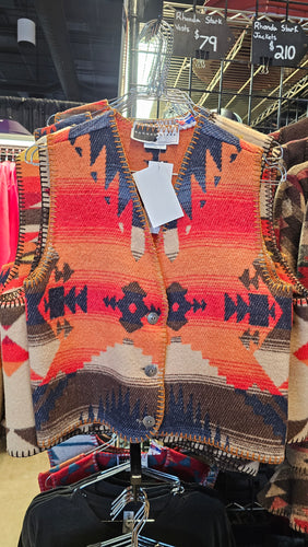Rhonda Stark Wool Blend Navajo Style Vest Tonto