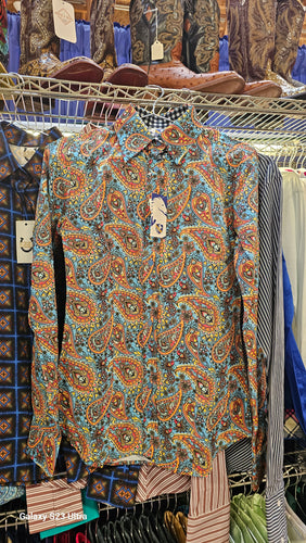 Easy Care Microfiber Shirts Cool for Summer! Paisley Blue