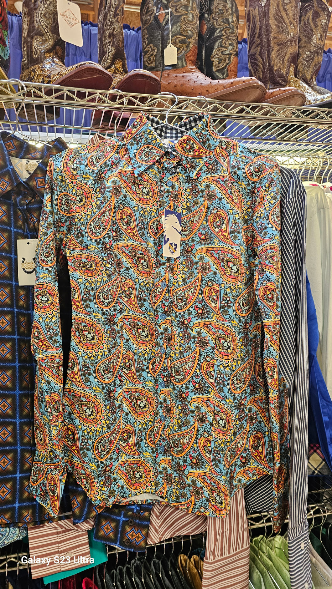 Easy Care Microfiber Shirts Cool for Summer! Paisley Blue